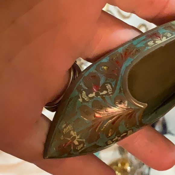 India Brass Shoe Ashtray Incense Holder Vintage Tobacciana - Picture 5 of 13